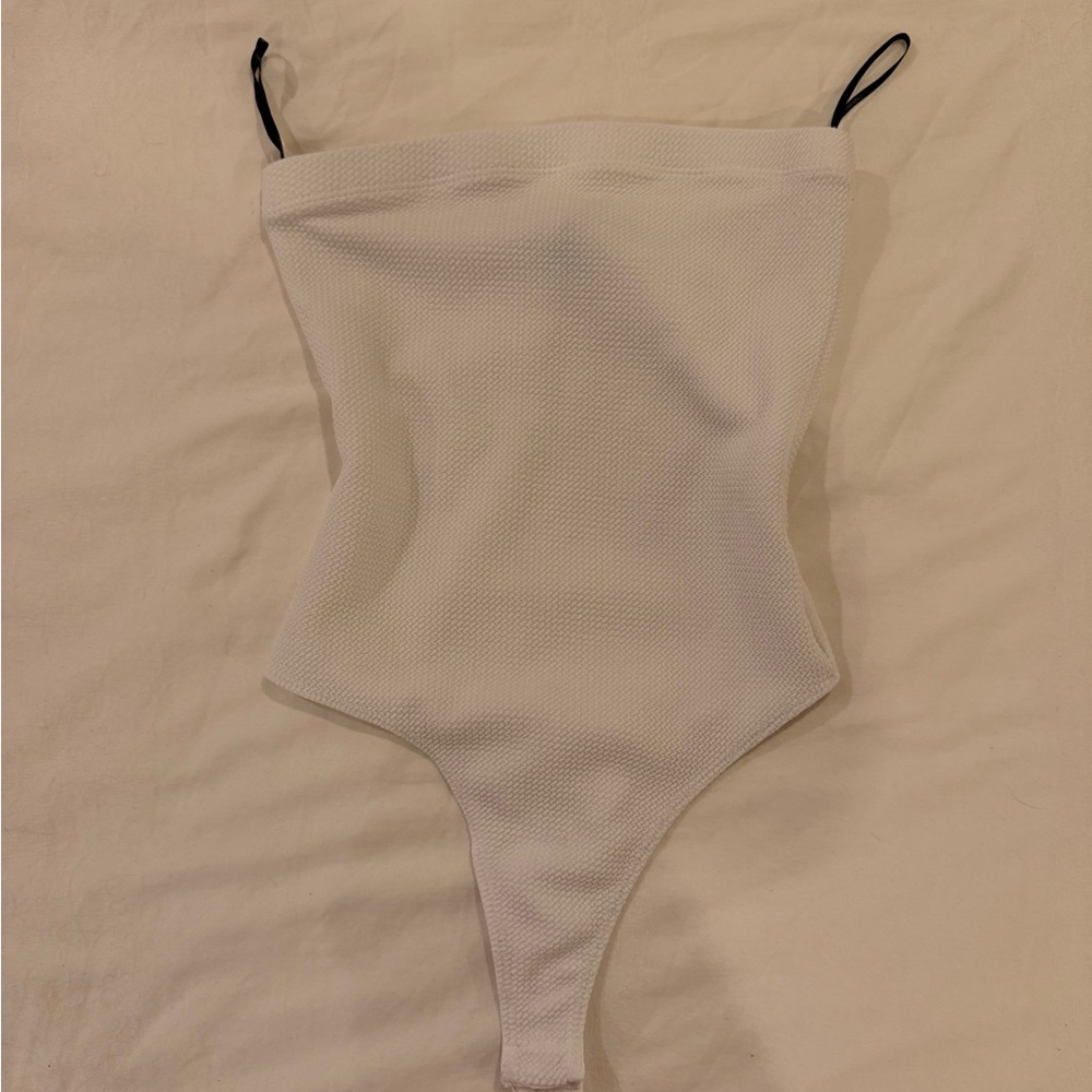 White Textured Bodysuit